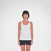 The best in a  basic tank; Mara is a bra friendly with a scoop neckline front and back - White 