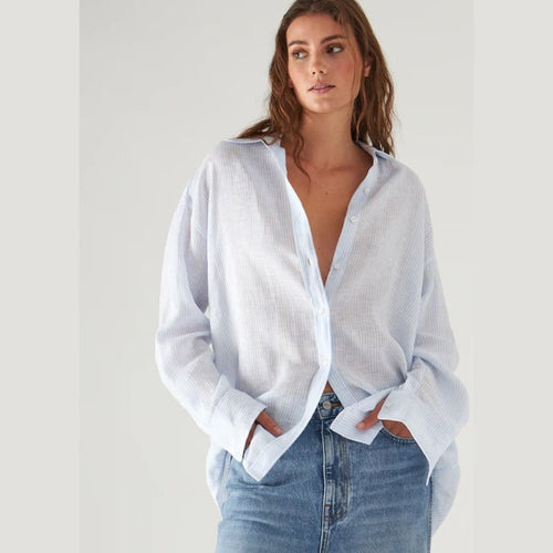 Linen Striped Boyfriend Shirt