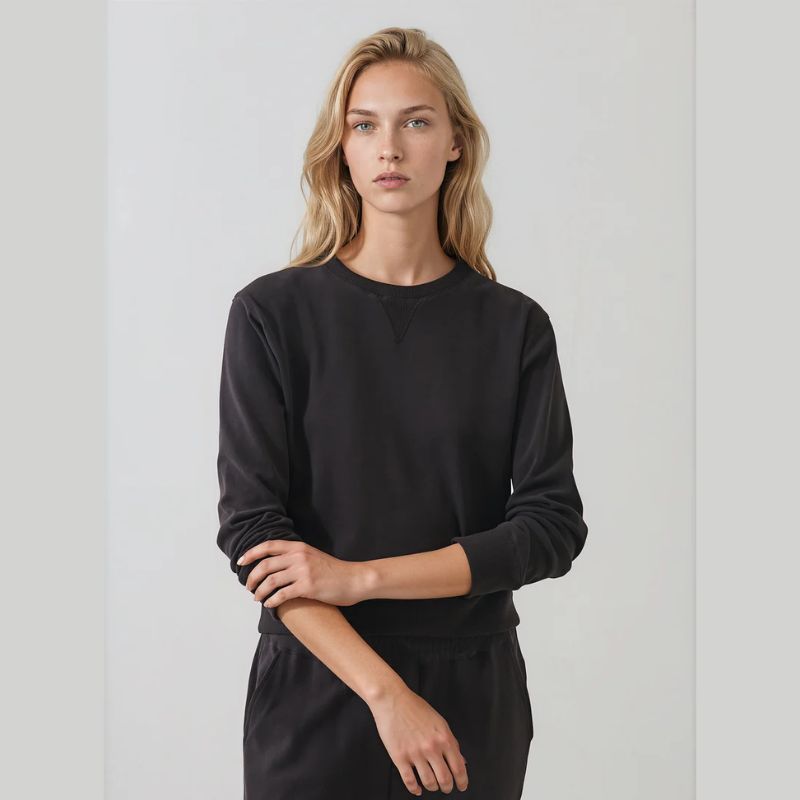 Brushed Pima Cotton Cropped Sweatshirt
