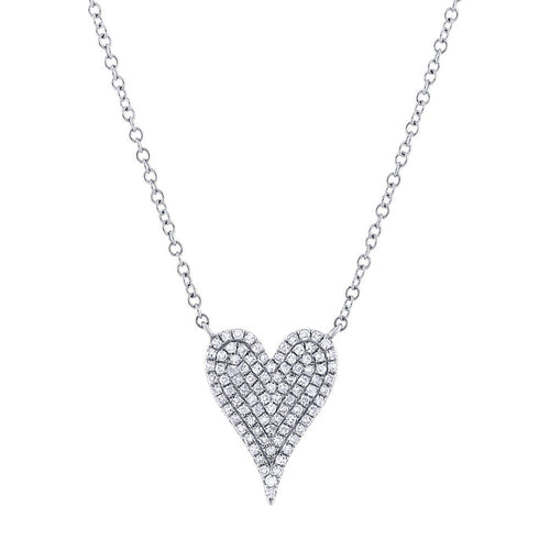 Pave Diamond Heart  Necklace in White Gold - Hickox jewelers and Lifestyle 