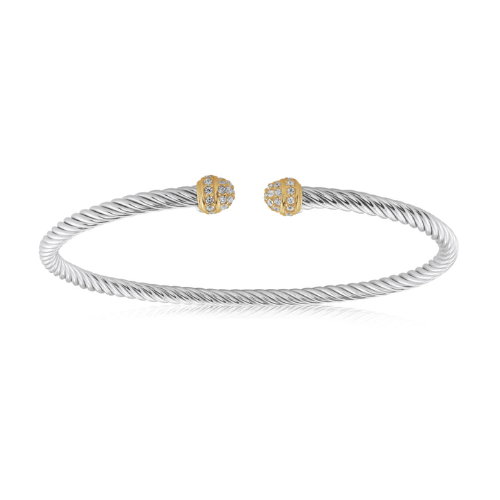 Pave Mini Twist Bangle Two Tone