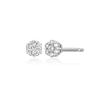 Pair of rhodium-plated sterling silver stud earrings with a cluster of lad diamonds 