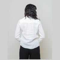 Long Sleeve Linen Shirt - White