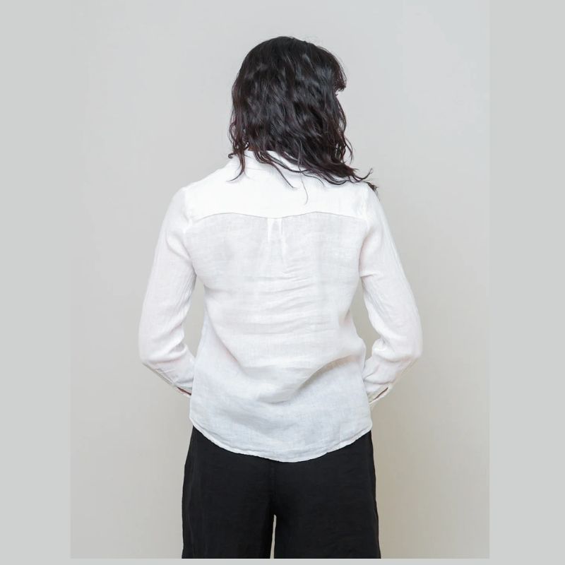 Long Sleeve Linen Shirt - White
