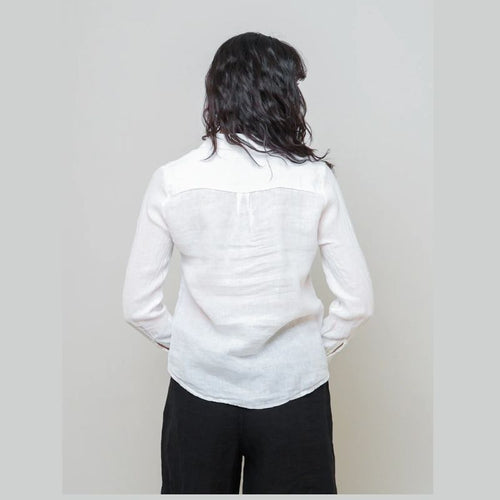 Long Sleeve Linen Shirt - White