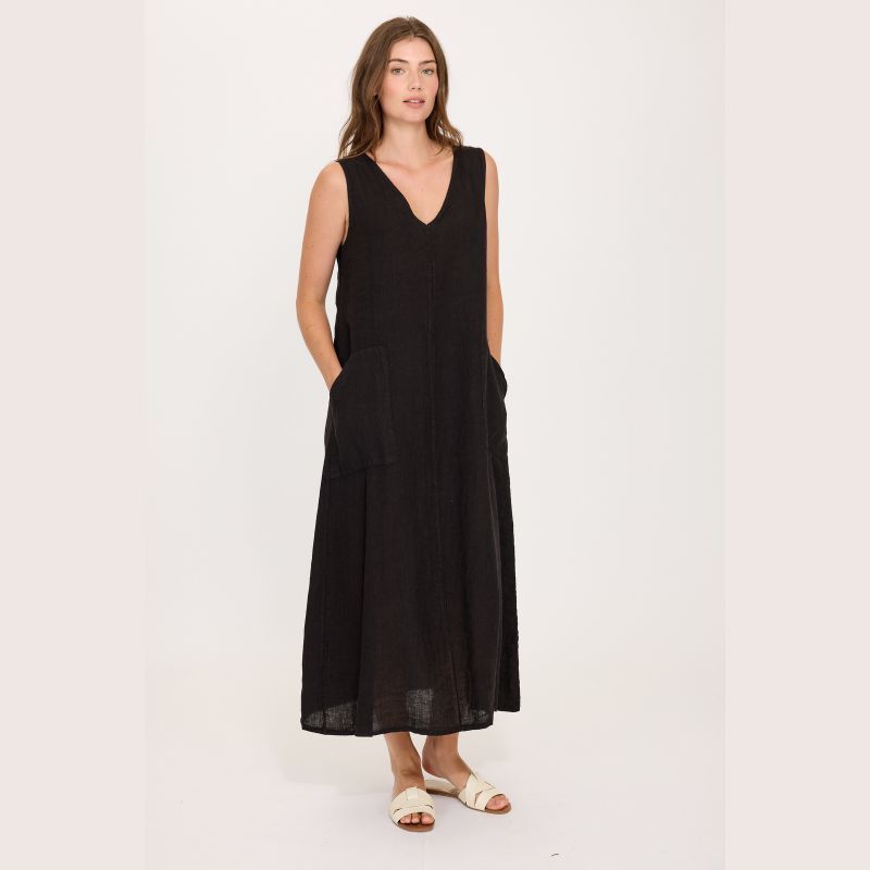 Maxi V-Neck Linen Dress