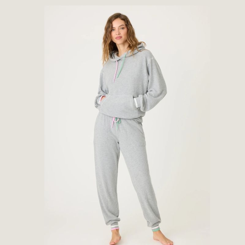 2 Piece Hoodie and jogger Set  in soft peachy party from PJ Salvage: features front pocket on hoody & banded pant at hem,