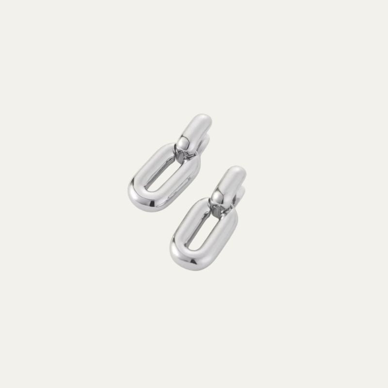 Puffy Detachable Link Earrings Silver