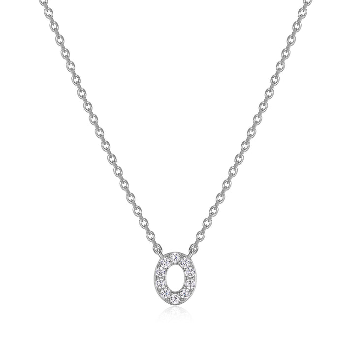 Sterling Silver Mini CZ Initial Necklace