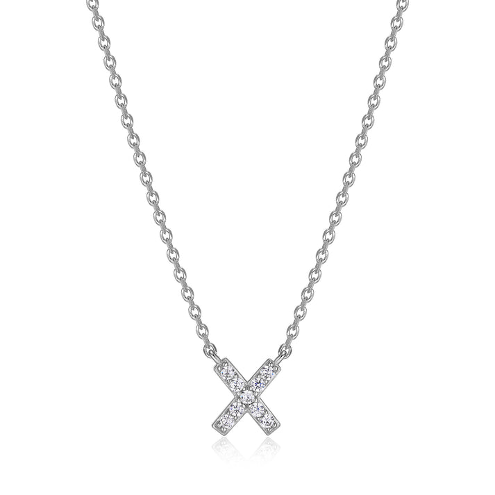 Sterling Silver Mini CZ Initial Necklace