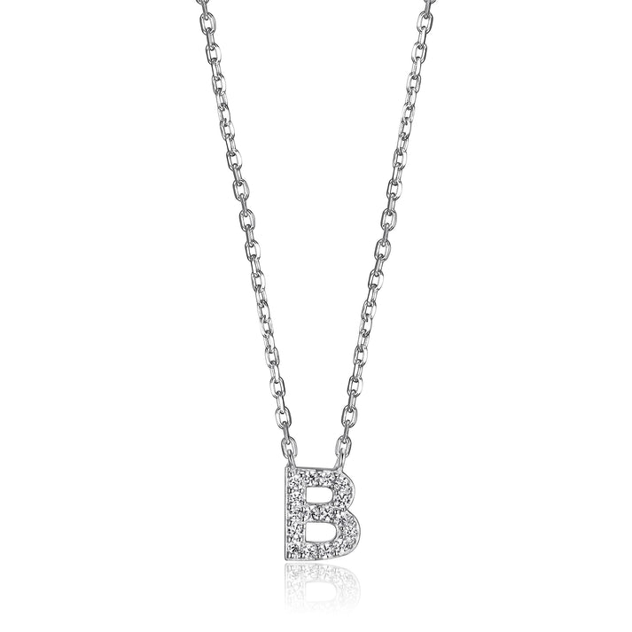 Sterling Silver Mini CZ Initial Necklace