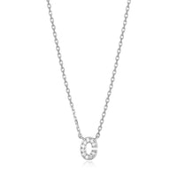 Sterling Silver Mini CZ Initial Necklace