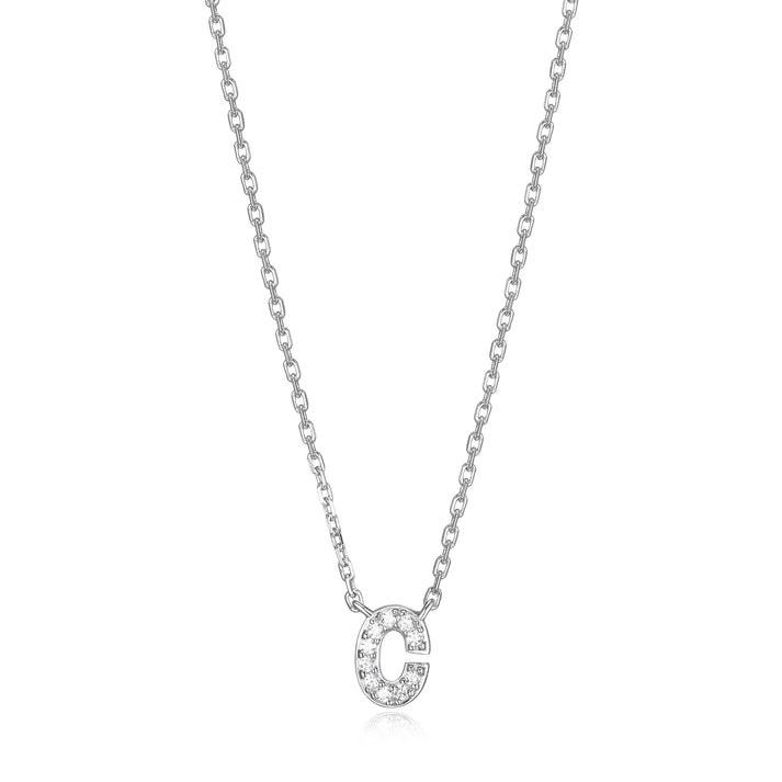 Sterling Silver Mini CZ Initial Necklace