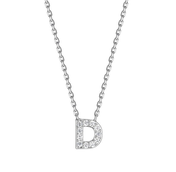 Sterling Silver Mini CZ Initial Necklace
