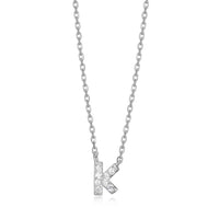Sterling Silver Mini CZ Initial Necklace