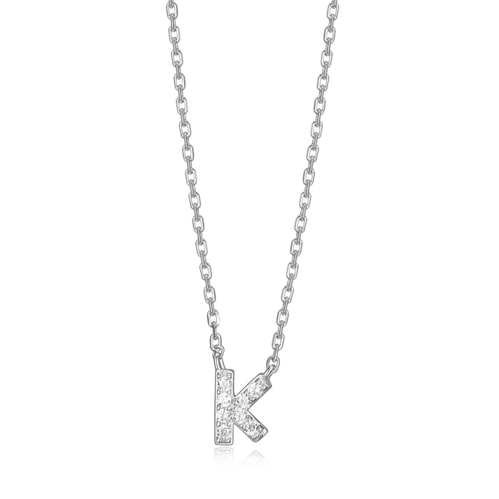 Sterling Silver Mini CZ Initial Necklace