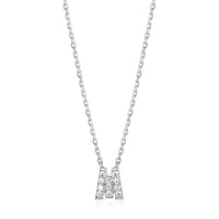 Sterling Silver Mini CZ Initial Necklace