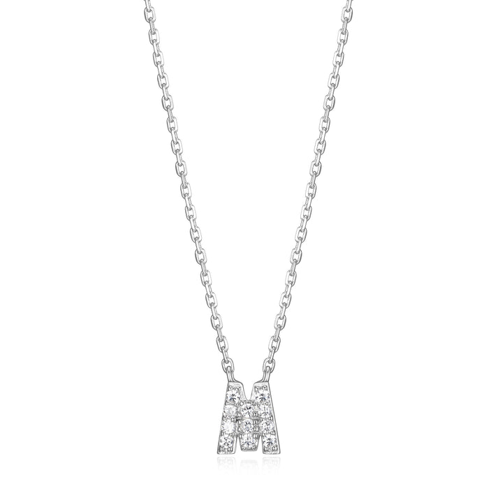 Sterling Silver Mini CZ Initial Necklace