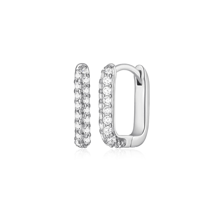Diamondlite CZ Oblong Link Hoop Earrings