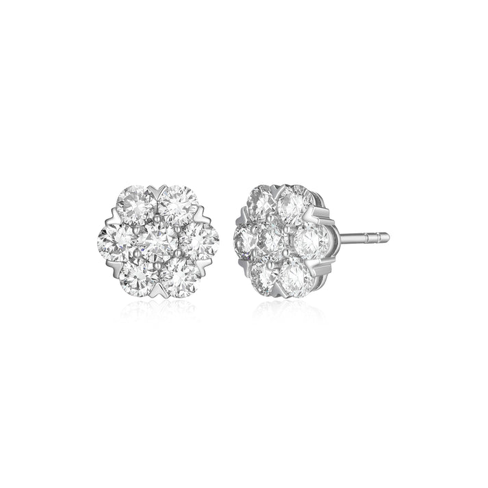Lab Diamond Cluster Stud Earrings