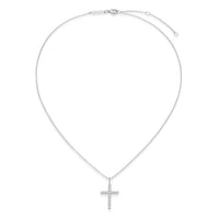 Lab Diamond Cross Pendant Necklace Silver