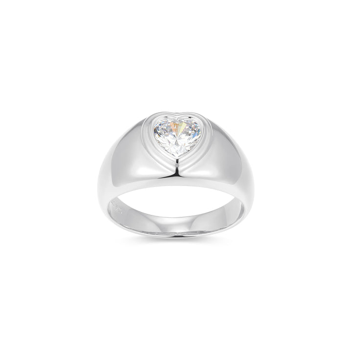 Silver  Heart Dome Ring
