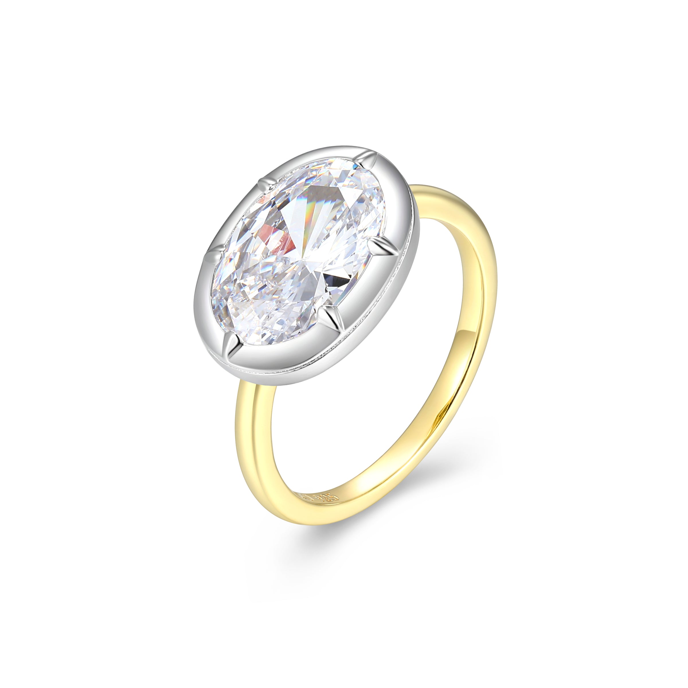 Oval solitaire CZ Ring