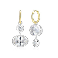 CZ Oval and Round Huggie Earring