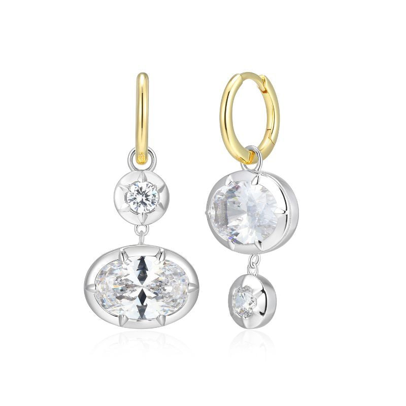 CZ Oval and Round Huggie Earring