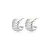 Silver Ribbed Half  Hoop Earrings
