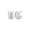 Silver Ribbed Half  Hoop Earrings