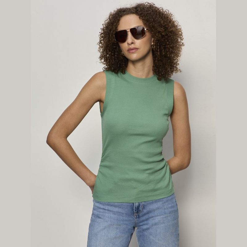 RIBBED RUCHED TANK