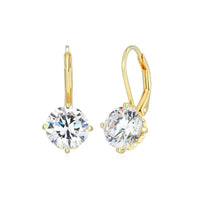 CZ Round  Solitaire Lever back  Earrings
