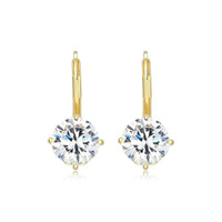 CZ Round  Solitaire Lever back  Earrings