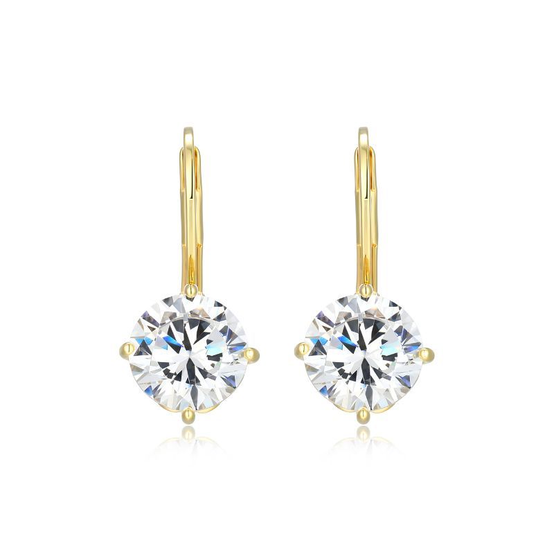CZ Round  Solitaire Lever back  Earrings