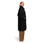 Luxurious Vegan faux fur black shearling 3/4 Coat with hidden closures - Made in Canada 