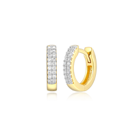 Lab Diamond Double Row  Huggie Earrings