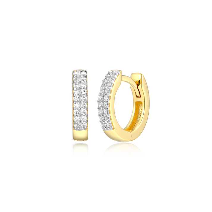 Lab Diamond Double Row  Huggie Earrings