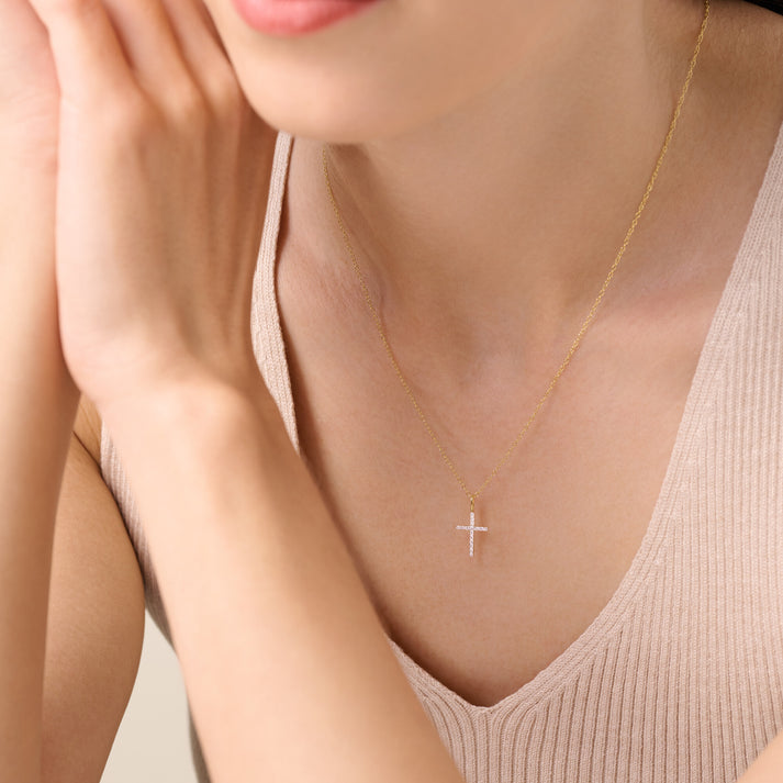 Lab Diamond Cross Pendant Necklace