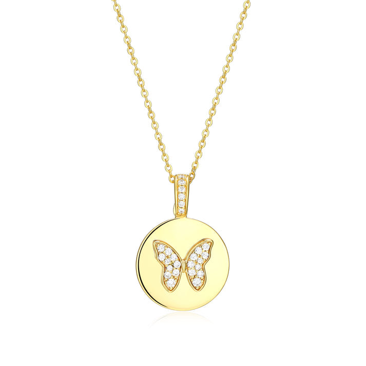 Butterfly Medallion Pendant Necklace
