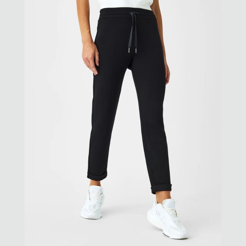 Everyday chic black lounge pant from the Spanx  Air Essentials collection  - Pull-on with pockets and straight tapered leg