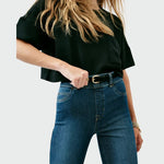 Forn fitting pull on  everywhere flare jeans - no pockets, or zipper so no added bulk 