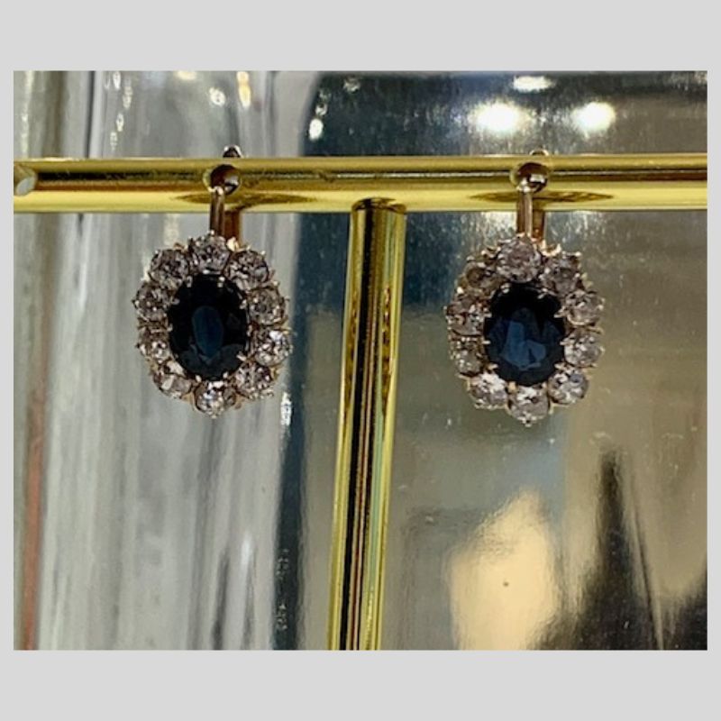 Sapphire and Diamond  Earrings