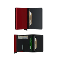SECRID Slim leather waalet in matte Black with a bright red interior 