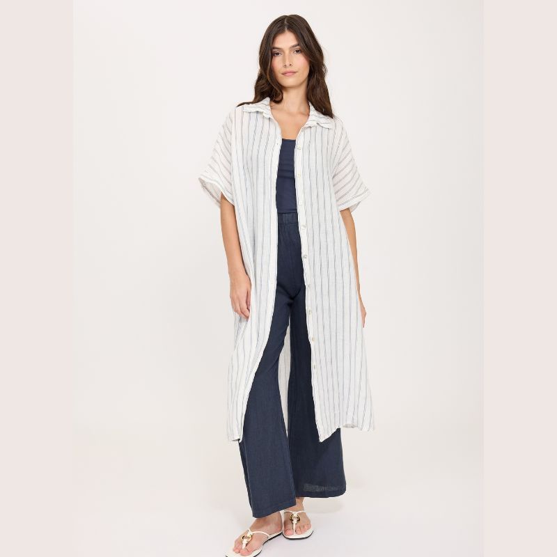 Short Sleeve Linen Blouse Dress