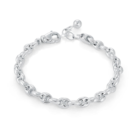 Silver chain bracelet on a white background