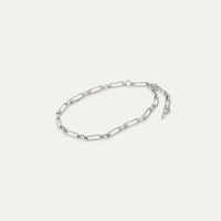 Paper clip link chain 0Silver Slim Mercer Anklet on a white background i