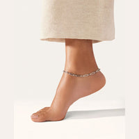 Slim Mercer Anklet Silver is a paperclip link chain anklet 