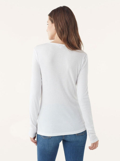 Back view The Classic long Sleeve Tee in white  by Splendid - Hickox Jewelers & Lifestyle 