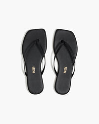 Lily Square-Toe Leather Flip-Flops Black